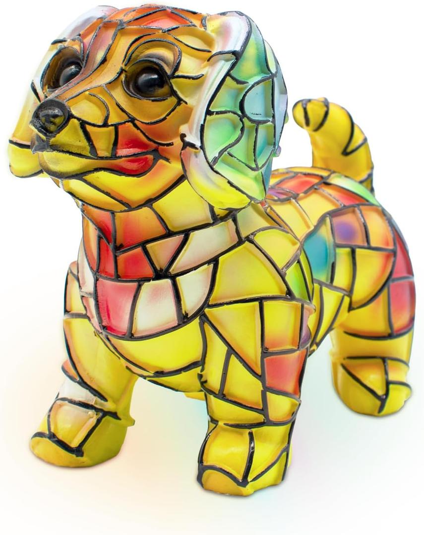AGWIM Dachshund Night Light, LED Dog Series Art Light, Cute Pet Themed Stained Resin Table Lamps, Vintage Home Decor, Fun Gift for Dog Lovers (#07, 5.9")