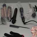 5 in 1 Curling Iron with Thermal Brush and 4 Interchangeable Ceramic Barrels(1/2 to 1 1/2 inch), Curling Wand Set with Flat Iron, Fast Heating, Dual Voltage Hair Curler, Gifts for Women (Rose Gold)