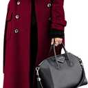 chouyatou Women's Winter Double Breasted Wool Coat Business Casual Long Winter Pea Coat with Belt (XX-Large, Red)