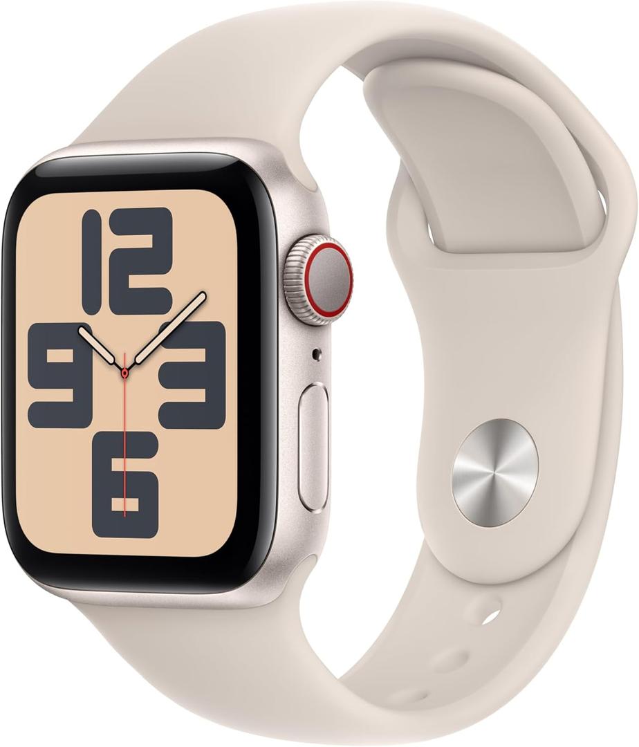 Apple Watch SE (2nd Gen) GPS + Cellular 40mm, Smartwatch with Starlight Aluminum Case with Starlight Sport Band S/M. Fitness & Sleep Tracker, Crash Detection, Heart Rate Monitor
