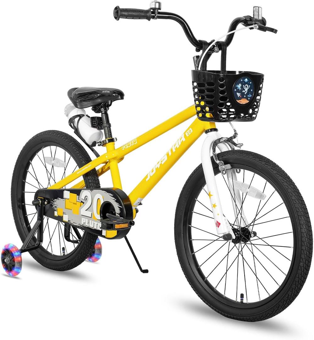 JOYSTAR Pluto 12 14 16 18 20 Inch Kids Bike with Light Up Training Wheels, Kids' Bicycle for Boys Girls Age 3-12 Years, Children Bikes, Multiple Colors, 18 Inch With Training Wheels & Kickstand