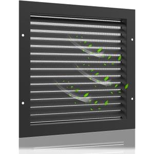 12" X 18" Aluminum Gable Vent,Metal Attic Vents with Screen,Stylish Design Return Air Grill,Enhance Air Circulation,Perfect for Storage Shed/Home Attic/Garage/Sidewall/Ceiling(Black), Vent Openings: 10" x 16"