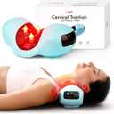 Red Light Therapy Neck Traction Pillow, Neck Stretcher for Neck Pain Relief, Cervical Traction Device for Tension Headache and Neck Hump Corrector Light Blue