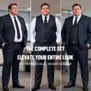 GATMSTZ 3 Piece Suit for Men Big and Tall Classic Fit Men Tuxedo Suit Set Jacket Vest Pants (Charcoal, Size 64)