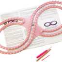 WAYION 55" Afphgan Serenity Loom Knitting Board Weave Loom Kit with Step by Step Instructions Great for The Experienced Loom Knitter(Blue/Pink) (Pink), 55" wide