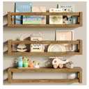 Upgraded Thick Floating Shelves - Multi-Use Wall-Mounted Bookshelves for Kids and Nursery, Ideal for Books, Toys, Spice Rack, Decor - Walnut Brown