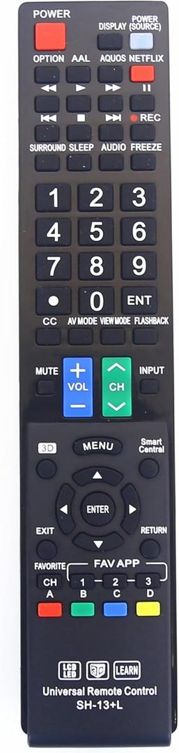 Sharp GB004WJSA Universal Remote Control for All Sharp Brand TV, Smart TV  1 Year