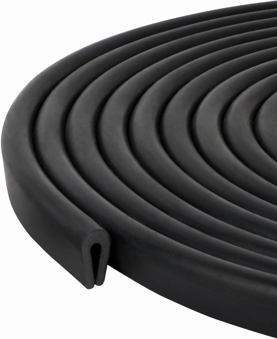 Black U Channel Edge Trim Rubber Seal EPDM 11/32" High x 3/16" Wide (3 Feet)