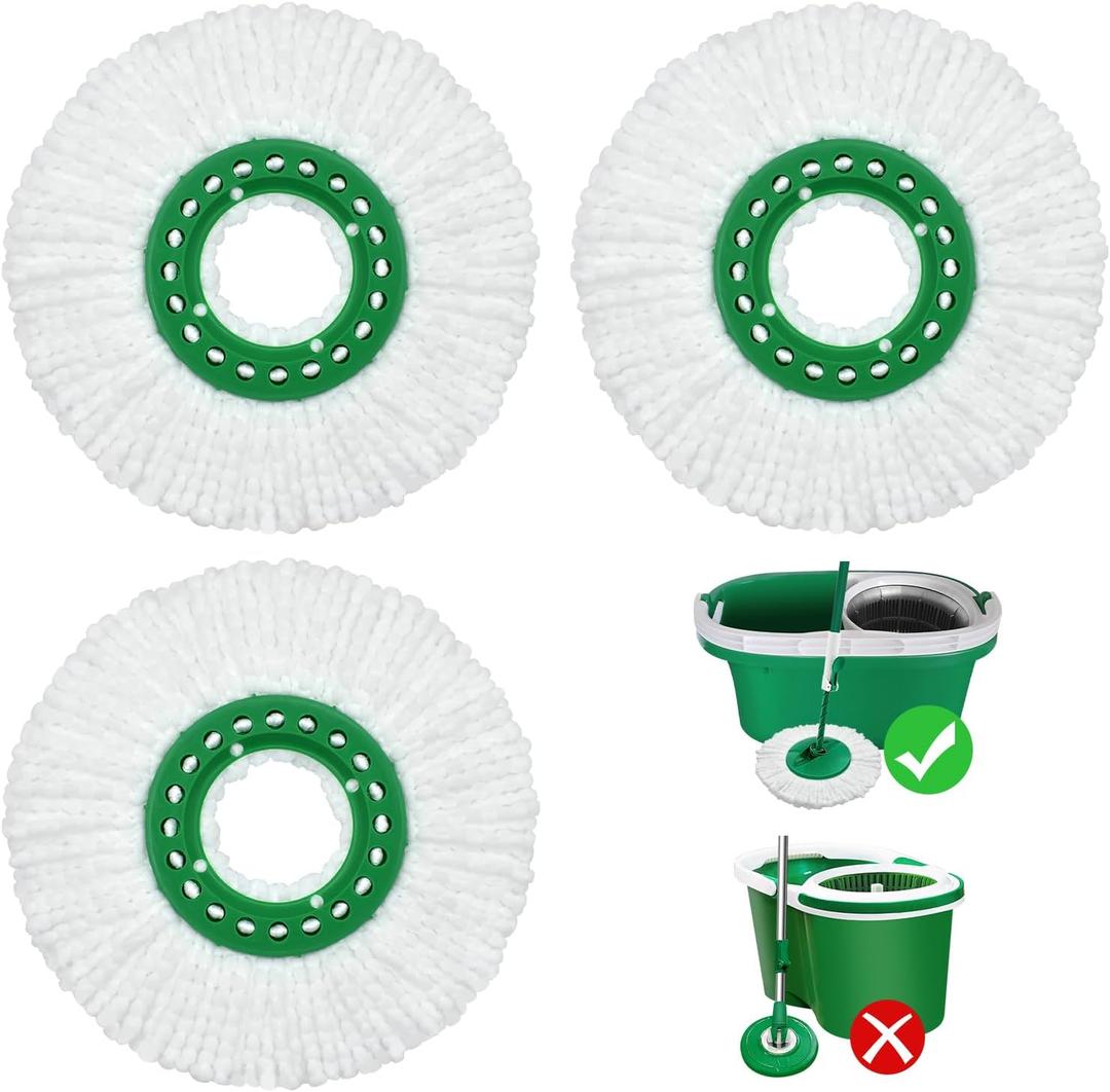 Reusable Mop Head Replacement for Libman Tornado Spin Mop Thick Microfiber Spin Mop Refill Heads for Libman Tornado Spin Mop System, Easy to Replace and Machine Washable, Wet Dry Clean (White, 3 Pack)