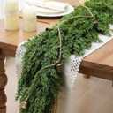 Giegxin 6 ft Christmas Decoration Cedar Garland with Cowbells for Mantel Christmas Real Touch Evergreen Artificial Rustic Garlands for Farmhouse Home Table Centerpieces Fireplace Winter Xmas Decor