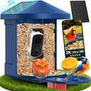 PeckCam Bird Feeder with Camera with AI Identify 10000+ Birds Species, 3 Solar Panels, 2K Live View, Instant Arrival Alerts, Smart Bird House with Cam, Gift for Bird Lovers (Blue)