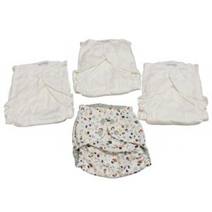 Esembly Cloth Diaper Bundle Set - 3 Organic Cotton Absorbent Inners and 1 Waterproof Outer Diaper Cover - Reusable, Washable, Snap Closure Cloth Diapers - Size 1 (7-17lbs), Mist