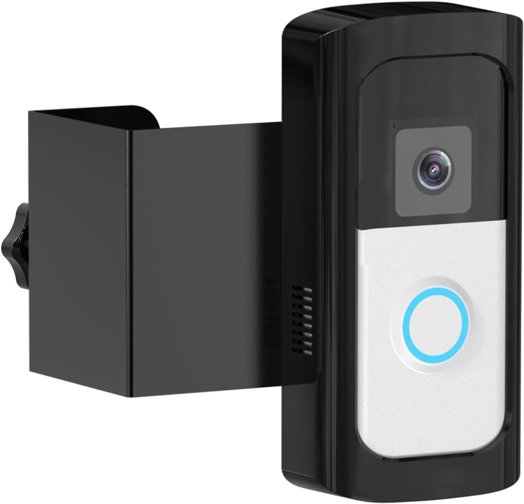 Anti-Theft Video Doorbell Camera Mount, Doorbell Bracket No Drilling Compatible with Most Video Doorbell for Houses, Apartments, Rentals (Black)