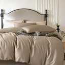 PURE ERA Duvet Cover Set King 800 Thread Count Long Staple Cotton Sateen Silky Soft Luxurious Smooth 3 Piece Set Dark Dessert Beige King