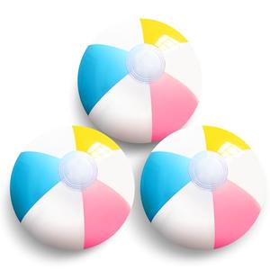Novelty Place Inflatable Beach Balls - 3 Pack, 12" Diameter, White Panels Alternate with Macaron Colors, Leak-Proof PVC - Summer Beach Pool Party Supplies, Fun Floating Toys for Teenagers, Adults