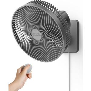 10 Inch Quiet Wall Mount Oscillating Fan with Remote & Timer, 4-Speed Portable Air Circulator for RV Indoor Use, Adjustable Tilt with 5.9ft Adapter, 90 Cooling for Home Office Bedroom Bathroom