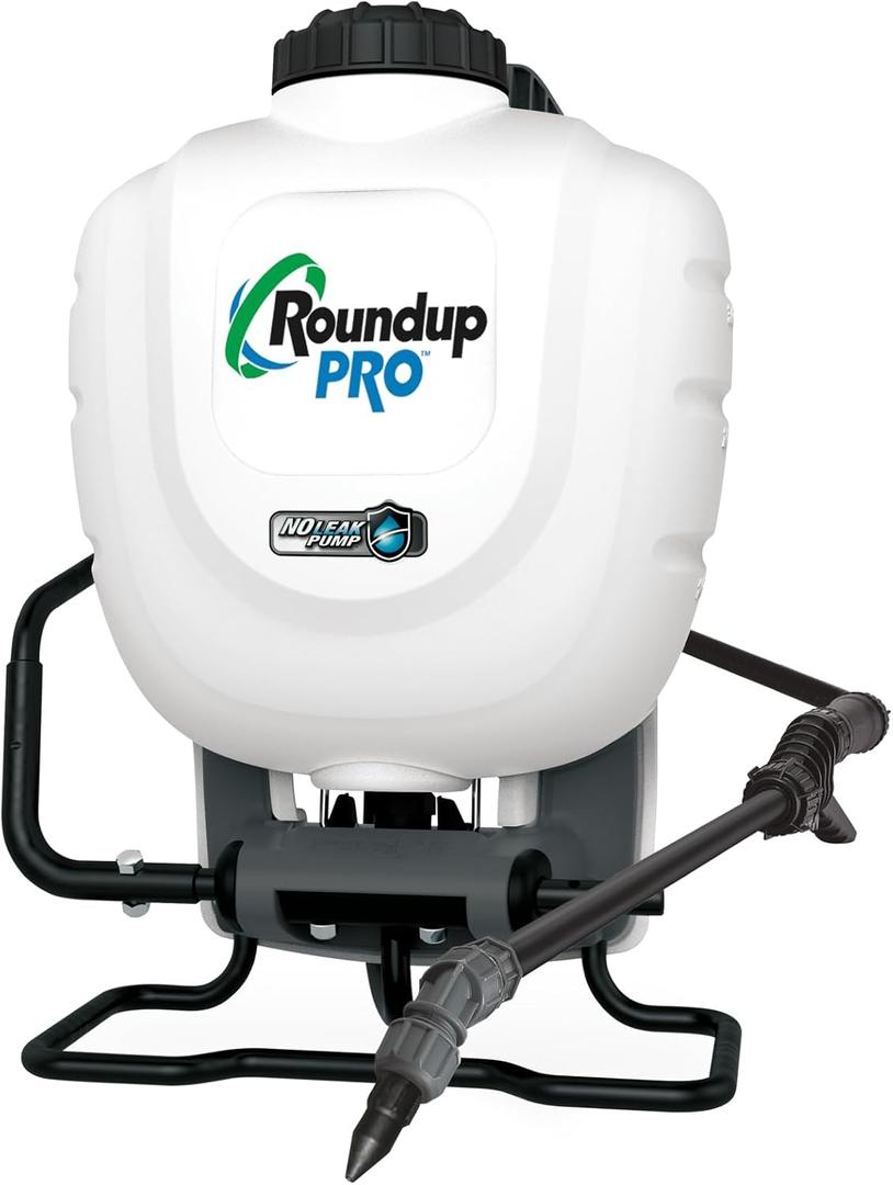 Roundup Pro 190327 No Leak Pump Backpack Sprayer for Herbicides, Weed Killers, and Insecticides white 4 gallon