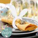 12 x 12 Pieces Easter Bunny Napkin Rings Set Wooden Bunny Napkin Rings Rabbit Napkin Ring Holders Buckles for Easter Spring Party Dinner Banquet Dinning Wedding Cute Table Decoration