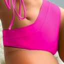Fanuerg Women's Bikini Bottom Cross V Cut Front Swimsuit Full Coverage Bathing Suit Bottoms (Pink, M)