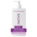 Native Body Lotion Contains Naturally Derived Plant-Based Moisturizers for Women and Men | Restores Dry Skin, Lavender & Rose, 16.5 fl oz