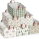 Boao 6 Pack Neutral Christmas Storage Baskets for Gifts Empty Collapsible Large Christmas Storage Gift Bins Canvas Laundry Containers Foldable Box with Handle for Office Home Bedroom Clothes