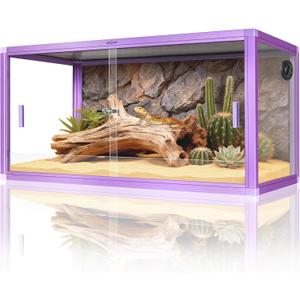 REPTI ZOO 50 Gallon Reptile Terrarium Tank, 36"x18"x18" Lightweight Enclosure with Tempered Glass Doors & Top Screen Ventilation, Large Habitat for Bearded Dragons, Snakes, Lizards, Geckos - Purple