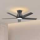 ocioc 44 Inch Ceiling Fans with Lights, Large Air Volume Ceiling Fan with Nightlight, Ultra Quiet Reversible DC Motor with RemoteBlack