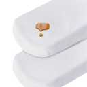 Bassinet Sheets Waterproof 2 Pack Bassinet Mattress Protector Cotton Fitted Cradle Sheets Set for Oval Rectangle Hourglass Mattres, Soft Breathable Mattress Pad Cover Baby Girl Boy, White