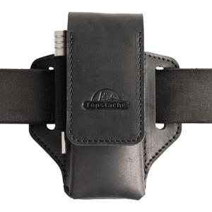 Topstache Leather Multitool Sheath for Belt - Leather Multitool Holder for Belt - EDC Belt Organizer Multitool Pouch - Two Magnetic Closure Multitool Holster - Belt Loop Leather Multitool Case, Black
