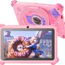 Kids Tablet 7" Toddler Learning Tablets for Child with Case 2GB RAM 32GB ROM Bluetooth WiFi GMS Parental Control Children-Tablet for Girls Boys Free Games and App Preinstalled, Pink
