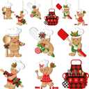 36 Pcs Gingerbread Man Ornaments for Christmas Tree Wooden Chef Christmas Decoration Set Hanging Gingerbread House Decorations Cute Assorted Decor for Xmas Party Rustic Kitchen Decor