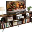 Lightdot 65 Inch TV Stand, up to 75 Inch TVs, Large Storage for Collection with 8 Open Shelves, Sturdy Media Console Table for Living Room/Entrance/Kitchen/Sofa Cabinet, Easy Assembly, Amber