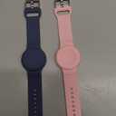 Waterproof Bracelet Compatible with Airtag Case for Kids(2 Pack), Soft Silicone Hidden Wristband, Lightweight GPS Tracker Compatible with Apple Air Tag Watch Band for Child (Grey Blue & Pink)