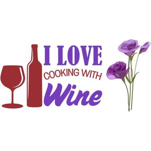 Cooking with Wine Champagne Bubbly Mousseux Bloom Blossem Trees Flowers Rose Fancy Food Wine Baking Donuts Pancakes Holiday Gift Decorating Ideas Bedroom Wall Decal Sticker - Size: 30 in X 15 in