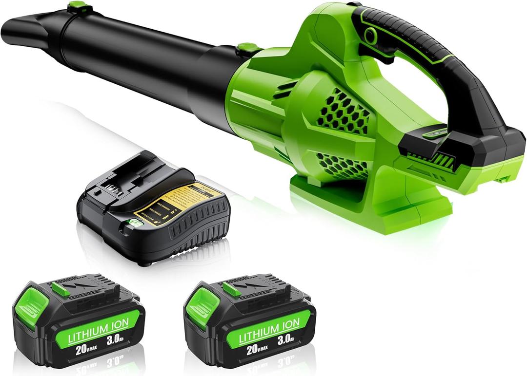 Leaf Blower, 500CFM, 6 Speed Levels, Leaf Blower Cordless with 2 x 3.0Ah Battery and 1 x Charger, Battery Power Blower Leaf for Snow, Patio, Blowing Leaves, Dust, Lawn Care