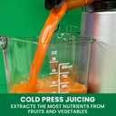 Omega Wide Mouth Juicer Compact Vertical Cold Press Vegetable and Fruit Juice Extractor with 3-Inch Hopper 2-Speed Slow Juicing with Space Saving Design, 120-Watts, Black
