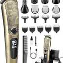 Ufree Gifts for Men, Beard Trimmer with Charging Stand, IPX7 Waterproof Electric Razor Shavers for Men, Clippers for Hair Cutting, Mens Grooming Kit for Mustache Nose Facial Body (Gold)