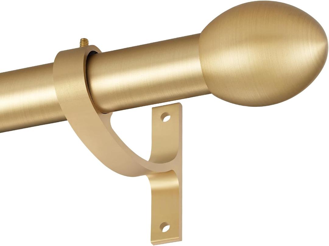 Splicing Curtain Rods for Windows 16-150 inchs,1 Inch Diameter Adjustable Splicing Metal Winbdow Curtain Rod with Aluminum Alloy Finials Brackets, Gold 