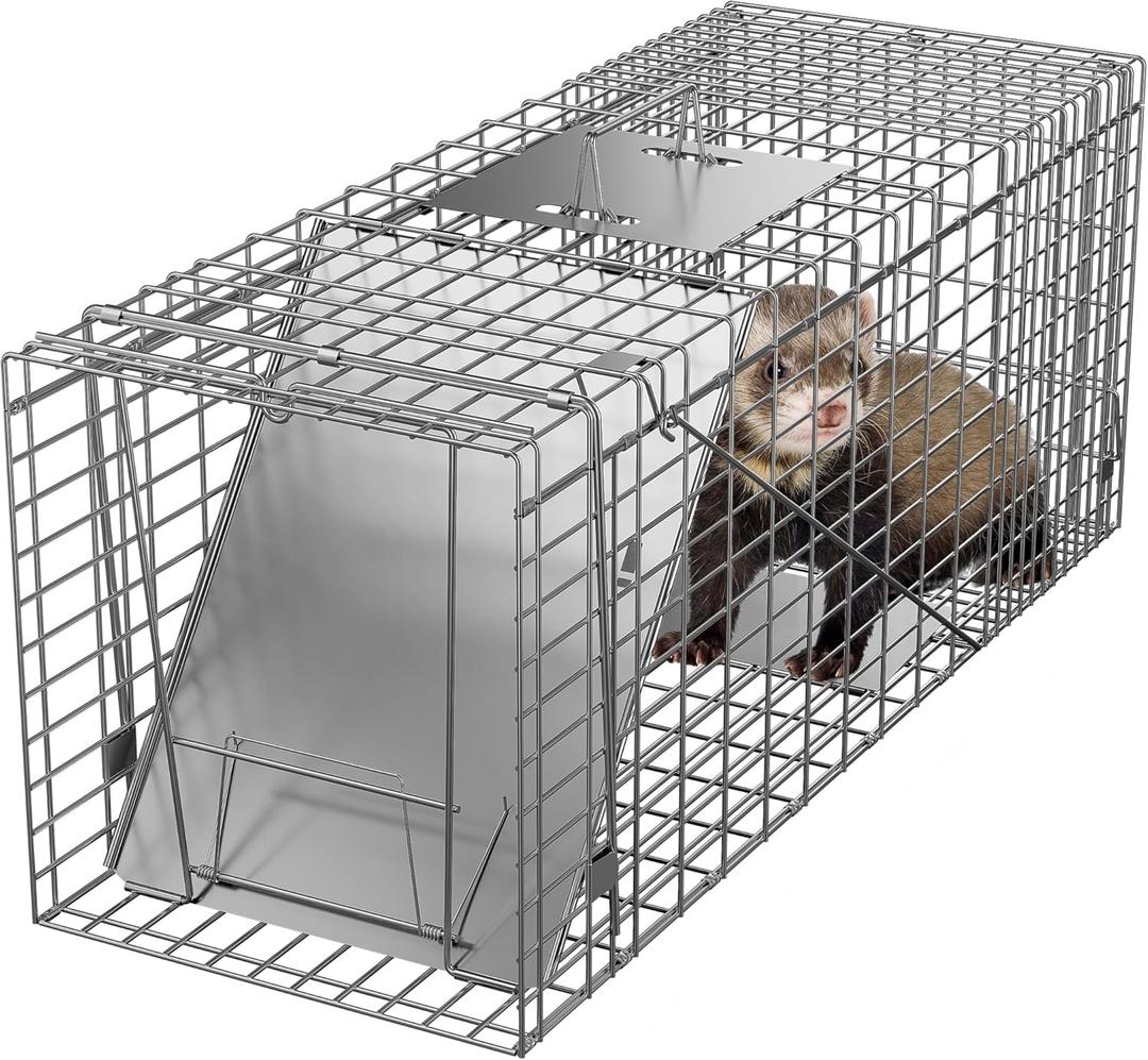 ZENY Live Animal Cage Trap 32" X 12.5" X 12" w/Iron Door Steel Cage Catch Release Humane Rodent Cage for Rabbits, Stray Cat, Squirrel, Raccoon, Mole, Gopher, Chicken, Opossum, Skunk & Chipmunks