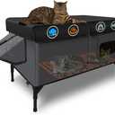 Heated Cat House for Outside Insulated in Winter,Super Large,Fully Waterproof,Adjustable Awning,Escape Door,Indoor Outdoor Cat Shelter for Feral Stray Barn Cat to Stay Warm&Dry,Black/Gray,XXL Size (28.2"L x 16.2"W x 19.3"H)