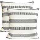 RYSMIYOU Decorative Throw Pillow Covers Set of 2 Dark Grey Pillow Covers 22x22 inch Throw Pillows Linen Square Pillow Case,Farmhouse Outdoor Modern Boho Striped Pillow Covers for Couch Sofa Bedroom