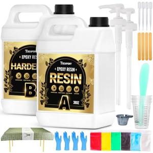 Teexpert Epoxy Resin Kit: 76OZ Casting Resin Crystal Clear Yellow Resistant Self Leveling for Art Craft DIY Jewelry Making with Pigment and Tools for Beginner Starter