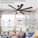 ZMISHIBO 72 inch Large Ceiling Fans with Lights and Remote, Indoor/Outdoor Black Modern Ceiling Fan for Kitchen Living Room Patio, 6 Speed Reversible Quiet DC Motor, 3 CCT, Dual Finish 8 Blades