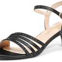 DREAM PAIRS Women's Kitten Heels Open Round Toe Comfortable Strappy Heels for Dressy Wedding Party Evening Sandals,9.5