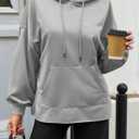 Fisoew Women's Hoodies Oversized Sweatshirts Casual Long Sleeve Side Slit Pullover Tops Fall Winter Outfits with Pocket Grey (Gray, S)
