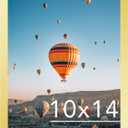 JCJMY 10x14 inch Picture Frame, Horizontal and Vertical Formats for Wall Hanging, 10 x 14 Wall Gallery Poster Photo Frame with Shatter Resistant Plexiglass, Gold