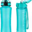OLDLEY Kids Water Bottle for School with Straw Chug Lid, 15 oz Unbreakable Leak-Proof BPA-Free Motivational Water Bottles with Time Marker for Travel Sports Gym, 2 Lids,Mint
