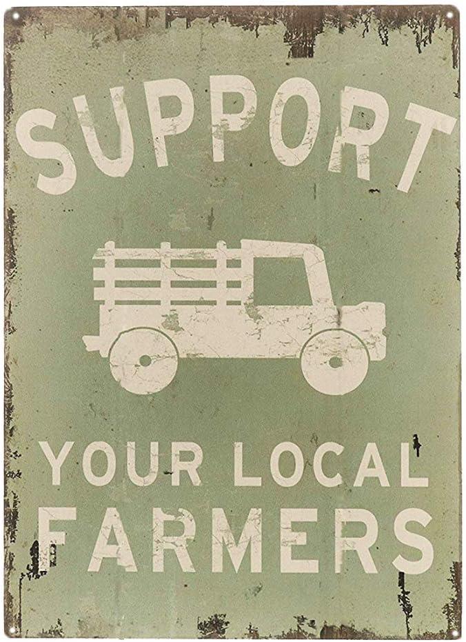 New Tin Sign Metal Sign Support Your Local Farmers Funny Truck Coffee Cups Vintage Bar Poster Style Pub Bar Decor for Outdoor & Indoor 8"x12"