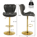 Adjustable Bar Stool Set of 2, PU Leather Bar Chairs with Padded Seat