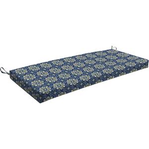 Honeycomb Outdoor Essentials Bench Cushion, 44 x 18, Medina Medallion Blue Seat Pad for Porch Swing and Patio Furniture